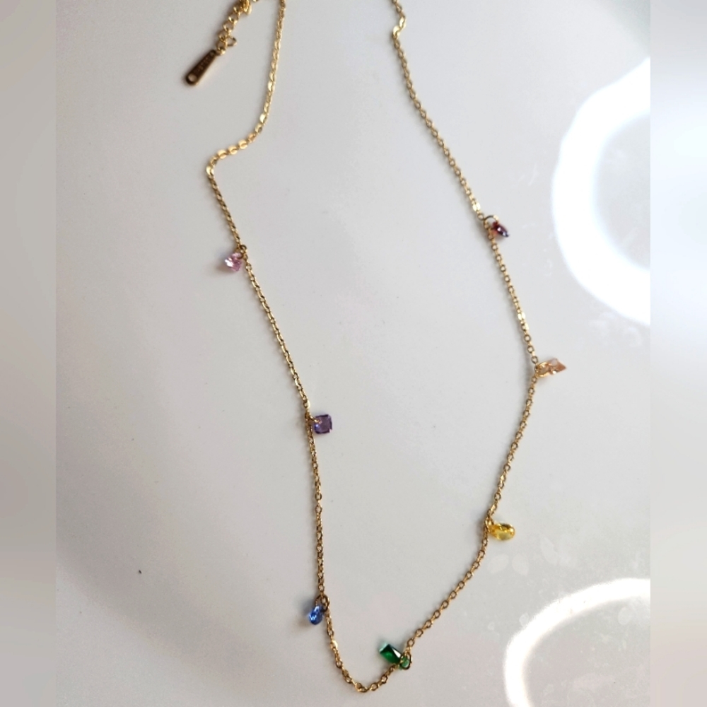 Gold plated over stainless steel colorful necklace ✨️